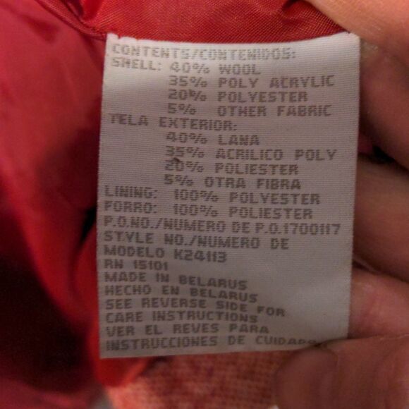 Mudd Red + White Hooded Double Breasted Wool Blend Peacoat - Picture 9 of 15